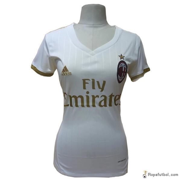 Camiseta AC Milan Replica Segunda Ropa Mujer 2016/17 Blanco